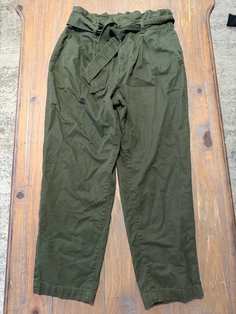 LOFT Olive Green Paperbag Waist Trousers with Tie